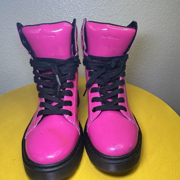 Dr Martens Hot Pink Mix Lamper Boots High Top Women's US 7 Patent Leather Docs - Picture 4 of 16